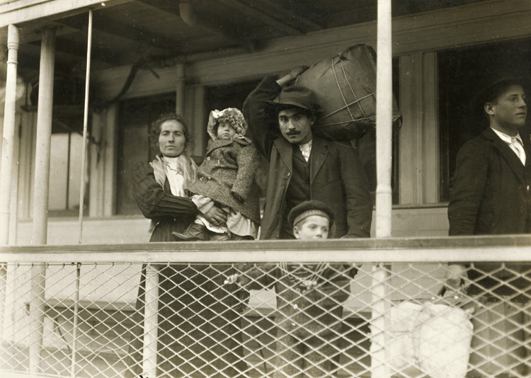 On the Ferry Boat Leaving Ellis Island, Italian Family