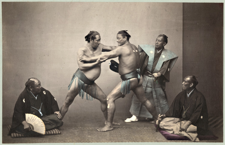 Felice Beato - Sumo Wrestlers and Umpire