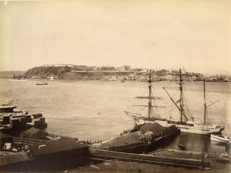 Anonymous - Three-Masted Clipper in Harbor, Quebec, Canada