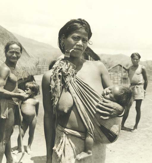 Anonymous - Native Woman with Pipe and Baby