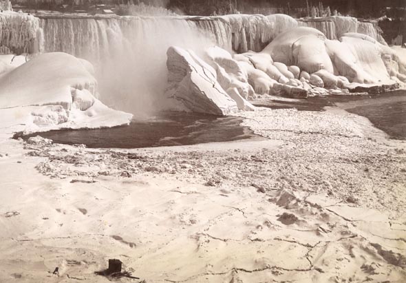 Frozen Niagara Falls from the Canadian Side with Camera