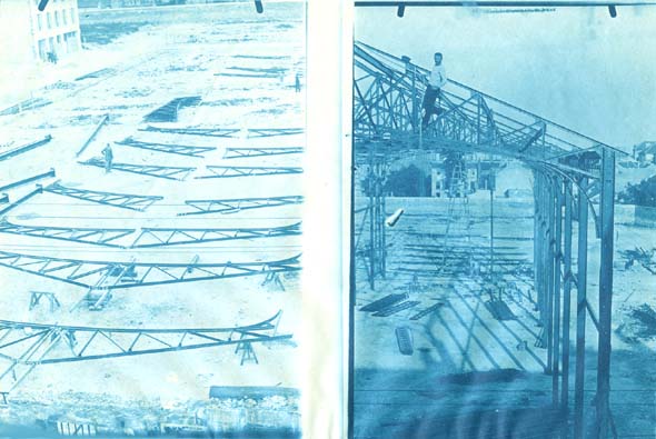 Building the Railroad Station at Saint-Denis, a Paris Suburb (Two Prints on One Leaf)