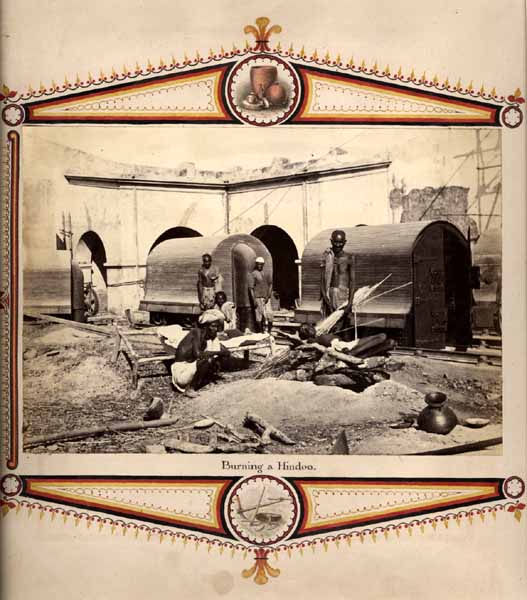 Anonymous - Scene of a Cremation, India (Photo and Decorative Borders)