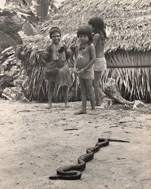 Yahuas Indian Children and Snake, Peru