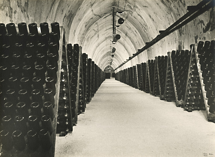 Ilse Bing - Racks of  Champagne Ready for Riddling