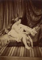 Belloc - Female Nude Taking off Stocking on Chaise Lounge