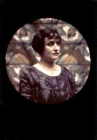 Click for details about Anonymous - Portrait of Woman in Front of Modern Stain Glass Anonymous - Portrait of Woman in Front of Modern Stain Glass