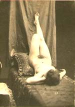 Anonymous - Academic Nude, Reclining with Legs up on Wall