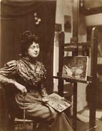 Anonymous - Woman Artist with Her Landscape Painting on Easel