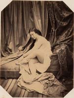 Auguste Belloc - Female Nude on Chaise Lounge with Curtains