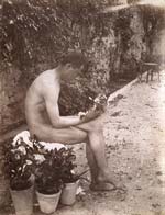 Baron Wilhelm Von Gloeden - Male Nude with Flowers