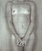Paul Cava - Untitled (Sylvia with Grid, Large Version on Rice Paper)