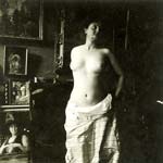 Pierre (Auguste) Delbet - Female Nude Study in the Studio (Standing)
