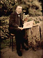 Louis and Auguste Lumiere (possibly by) - Painter in Garden with His Work
