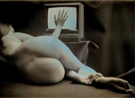 Hand on TV (Female Nude)