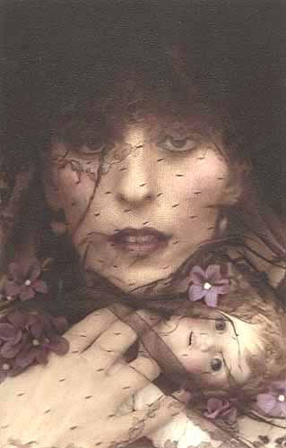 Gary Johnson - Veiled Woman with Doll. silver print (hand-colored) Gary Johnson - Veiled Woman with Doll. silver print (hand-colored)