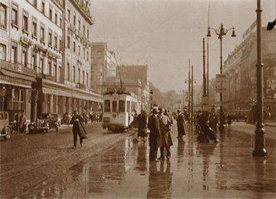Leonard Misonne - Rainy Street with Tram in Brussels, Belgium Leonard Misonne - Rainy Street with Tram in Brussels, Belgium