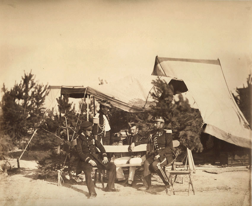Gustave Le Gray - Chalons Encampment Scene: Lieutenant of Champagny, Capitaine Friant, the Prince Murat and Colonel Lepic Gustave Le Gray - Chalons Encampment Scene: Lieutenant of Champagny, Capitaine Friant, the Prince Murat and Colonel Lepic