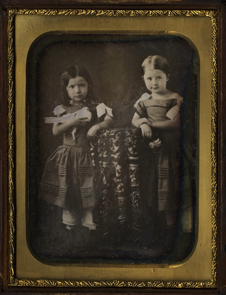 Anonymous - Two Younger Daughters, Holding Dove and Flowers/Young Mother with Two Daughters