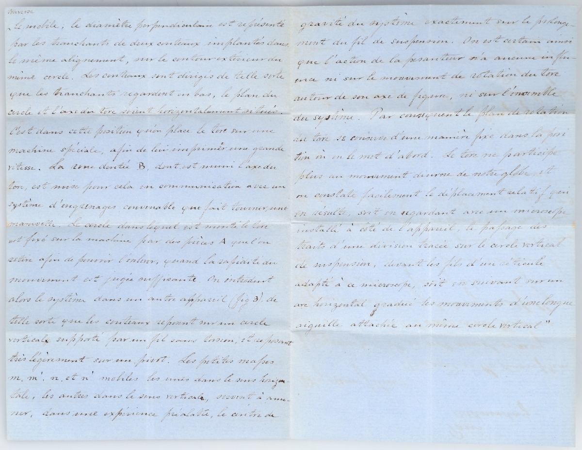 Photo Detail - Leon - Document and Drawings Concerning Foucault's Gyroscope Photo Detail - Leon - Document and Drawings Concerning Foucault's Gyroscope