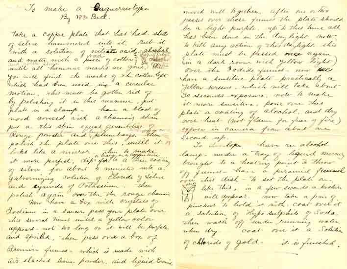 William Bell - 'To Make a Daguerreotype', and Receipt for Rouge William Bell - 'To Make a Daguerreotype', and Receipt for Rouge
