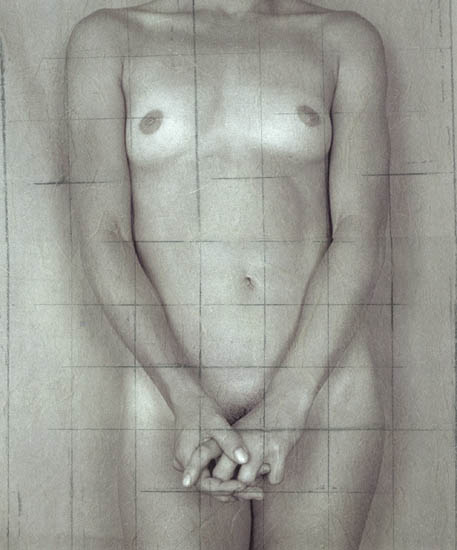 Paul Cava - Untitled (Sylvia with Grid, Large Version on Rice Paper)
