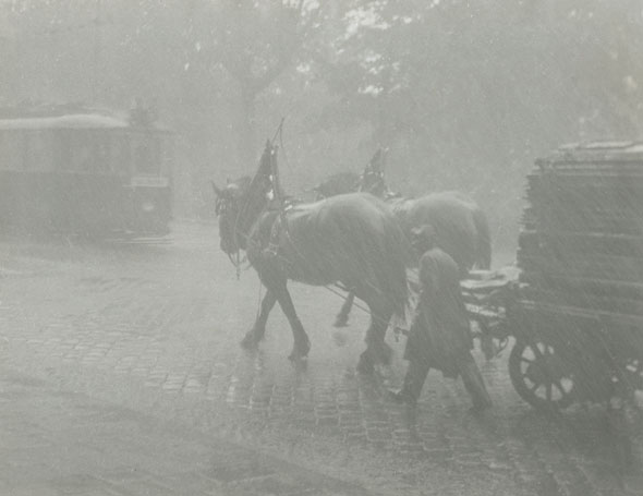 Photo Detail - Paul Freiberger - Horse and Wagon Meet Trolley Car in Snow