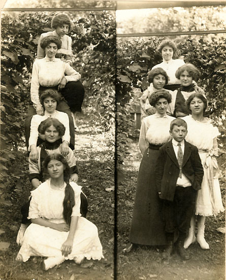 Anonymous - Two Pictures of Five Young Women and a Boy