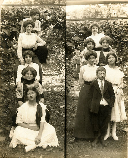Anonymous - Two Pictures of Five Young Women and a Boy Anonymous - Two Pictures of Five Young Women and a Boy